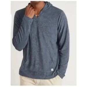 Marine Layer Hoodie Mens XL Heathered Blue Double Knit Hooded Sweatshirt #HR-6